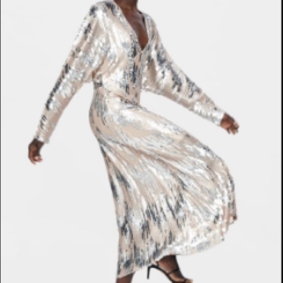 ZARA | long sleeve metallic sequin dress - Picture 2 of 8